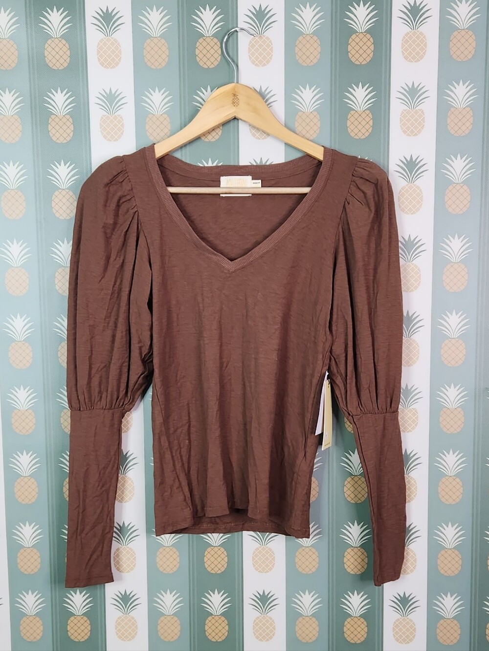 Nation Los Angeles Emilia Drama Sleeve V-Neck Top